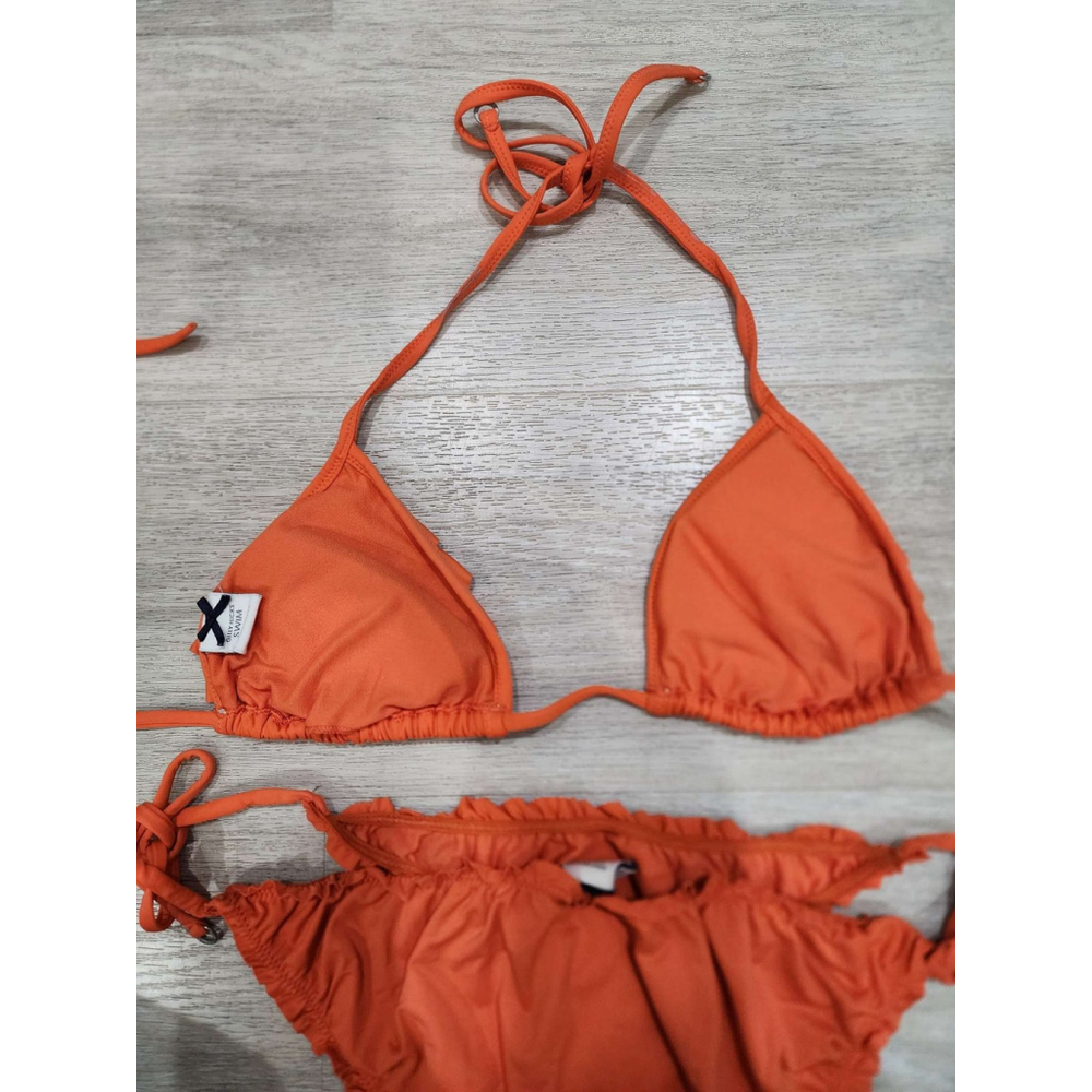Gilly Hicks Orange Ruffle Triangle Bikini Swimsuit Set Size M Beachwear Used - Picture 7 of 8